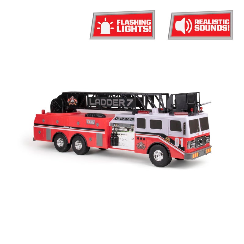 Mighty Fleet Titans 29" Jumbo Toy Fire Truck â€“ Realistic Flashing Lights, Siren Sounds & Extendable Rotating Ladder â€“ Durable, Interactive Vehicle Toy for Kids Ages 3+ - Image 3
